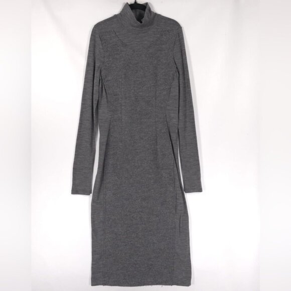 SPORTMAX‎ Teismo Dress Double Layer WOOL Knit Midi Turtleneck No Size Tag LARGE - Picture 5 of 16